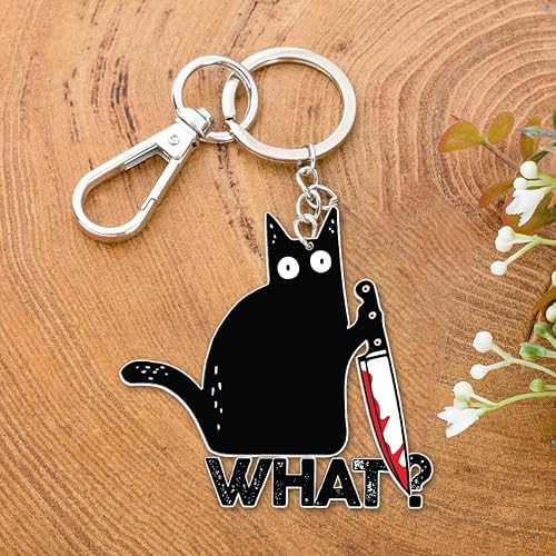 Vista 4 de DongNaiWin Funny and Cute Black Cat Metal Keychains for Men and Women, Funny Bag Charm for Women