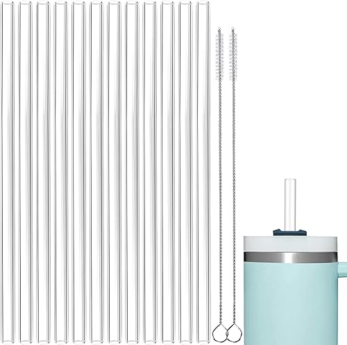 12 popotes de repuesto para vaso Stanley de 40 onzas y 30 onzas, popotes reutilizables de plástico con cepillo de limpieza para vaso Stanley
