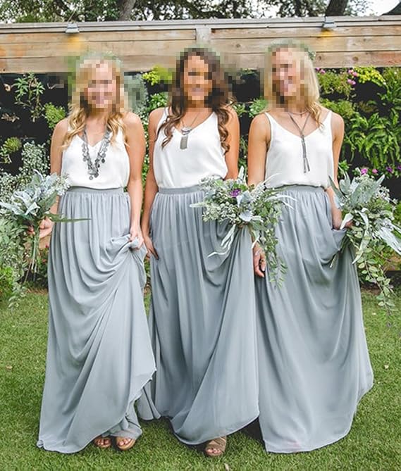 CoutureBridal® Damen Rock Lang für Abend Abschlussball Ball Brautjungfer  Chiffon mit Reißverschl 110CM : Amazon.de: Bekleidung