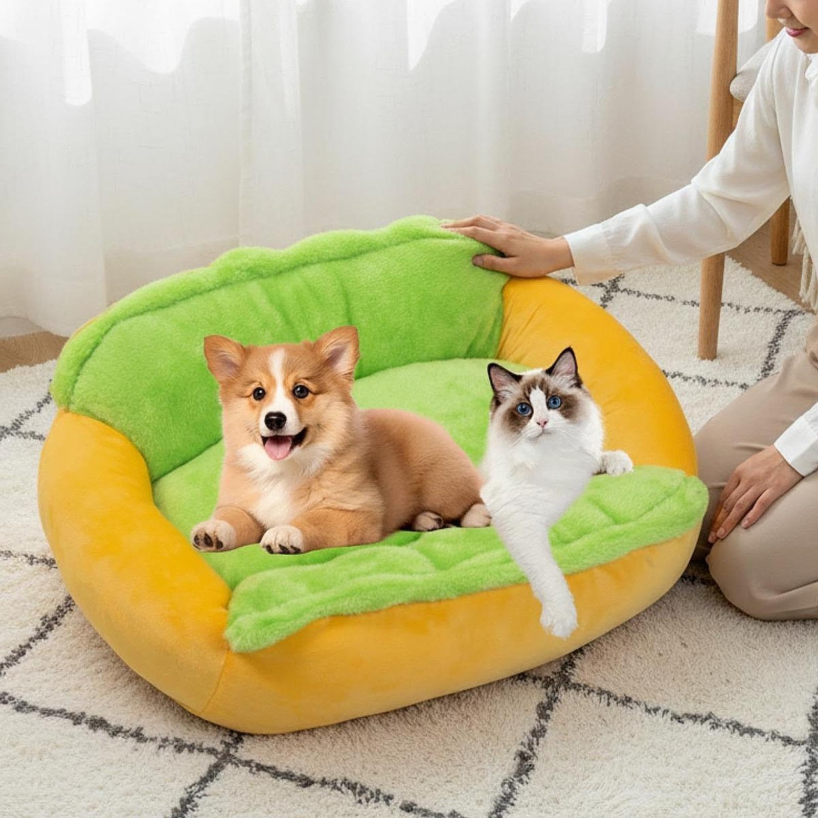 Cama para Perros Hot Dog, Cama Suave para Mascotas, fácil, acogedora y única para Perros pequeños, Cachorros y Gatos, y