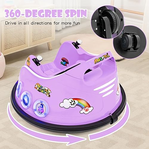 Miniatura 3 de HONEY JOY Coche parachoques para niños pequeños de 12 V, funciona con batería, joysticks duales, luz LED intermitente y música, juguetes de vehículo