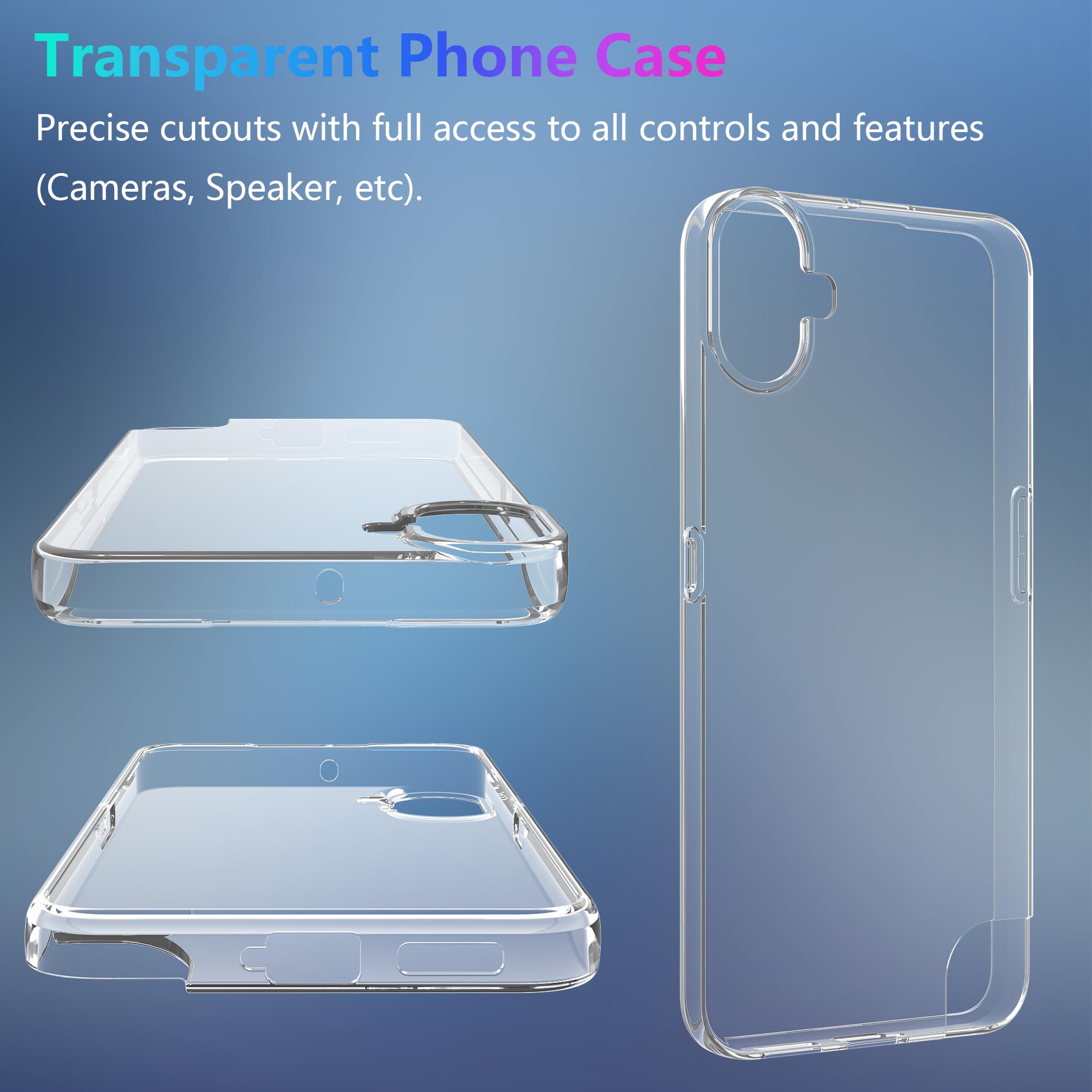 Effcotuo Case for Nothing CMF Phone 1 Cover with 2 Pieces Tempered Glass Screen Protector Film Transparent Mobile Phone Case Transparent Silicone TPU Protective Case