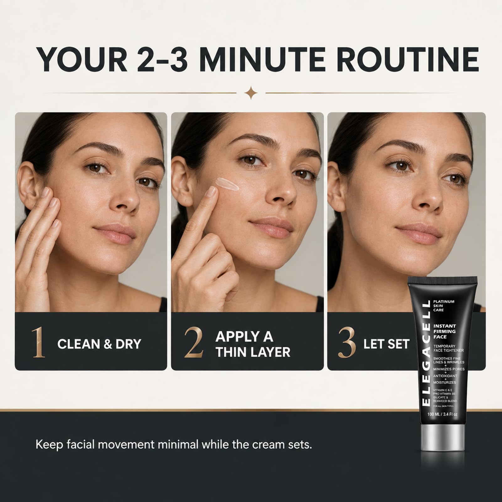 Elegacell Instant Face Lift Cream, Firming Moisturizer for Face and Neck