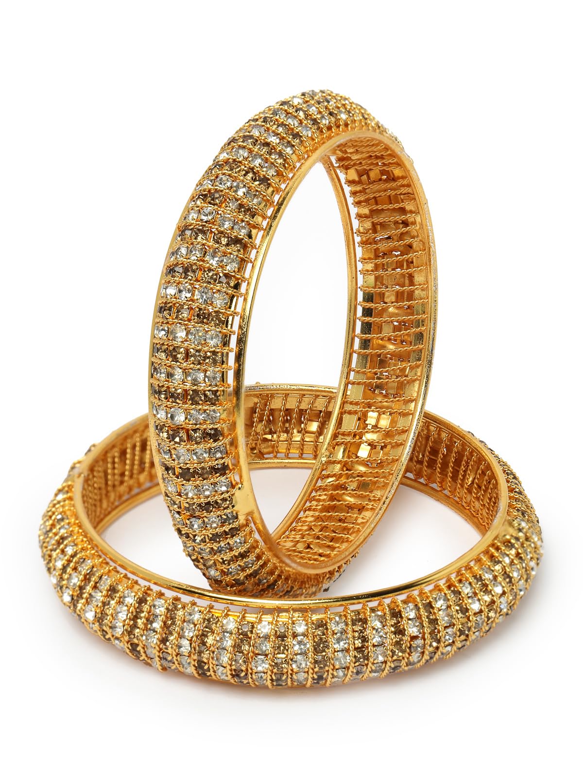 Sukkhi Exquisite Gold Tone Plated White AD Stones Studded Set of 2 Broad Bracelet Bangle Set Jewellery for Women & Girls|Birthday Anniversary Gift for Women|B105901 (B0CPPCWZLJ) Amazon Price History, Amazon Price Tracker