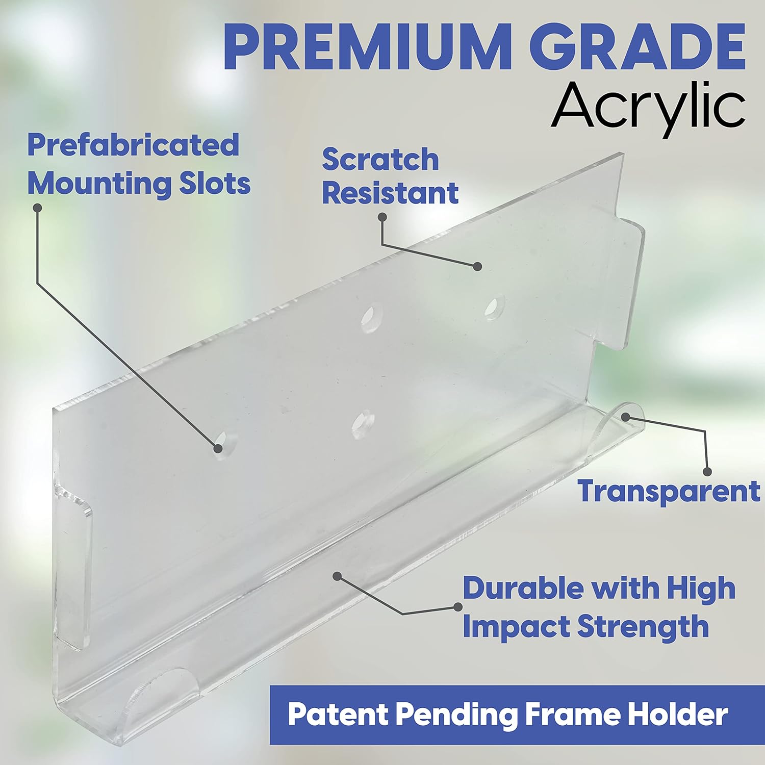 Mammoth DuraClear Wall Mount Kit for 4x10 Acrylic Picture Frames, Hardware Installation Kit and Double Sided Tape Inclusive (Landscape Orientation)