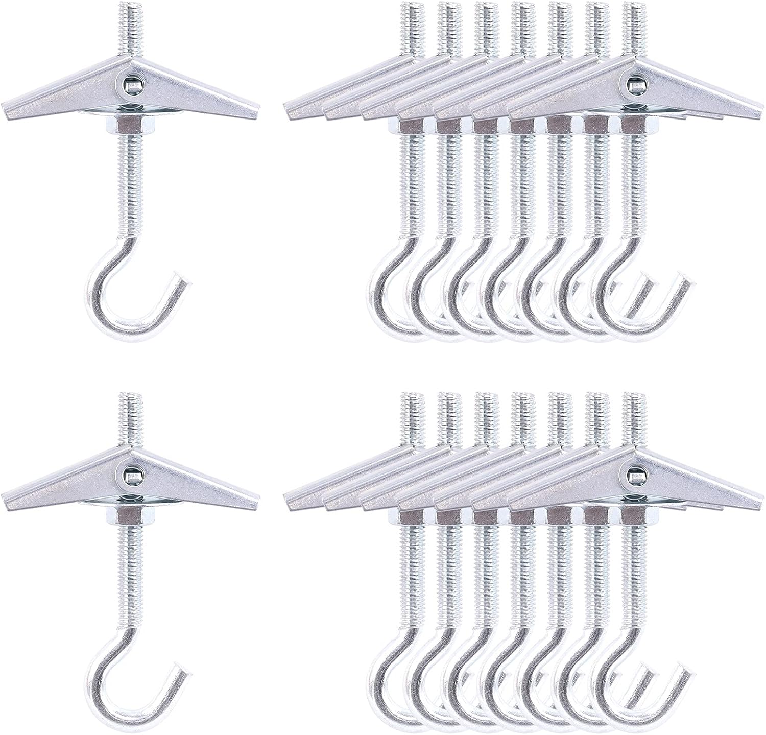 Wokape 64Pcs M8×70 Heavy Duty Carbon Steel Ceiling Hooks Spring Toggle Wing Bolts Wall Fixing