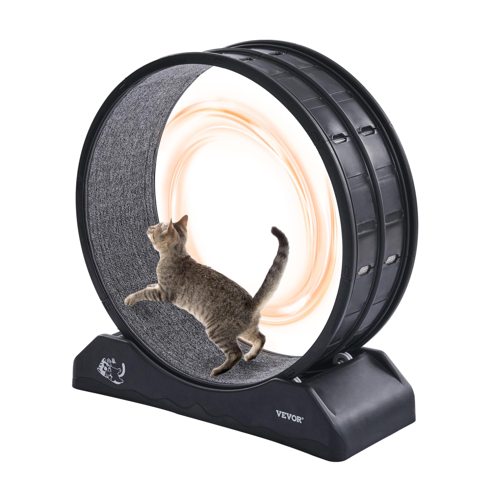 VEVOR Rueda de Ejercicio para Gatos de 800 x 340 x 850 mm, Rueda Grande para Correr con Freno Seguro y Pista Alfombrada, Cinta de Correr Silenciosa para Mascotas para Pérdida de Peso y Salud, Negro