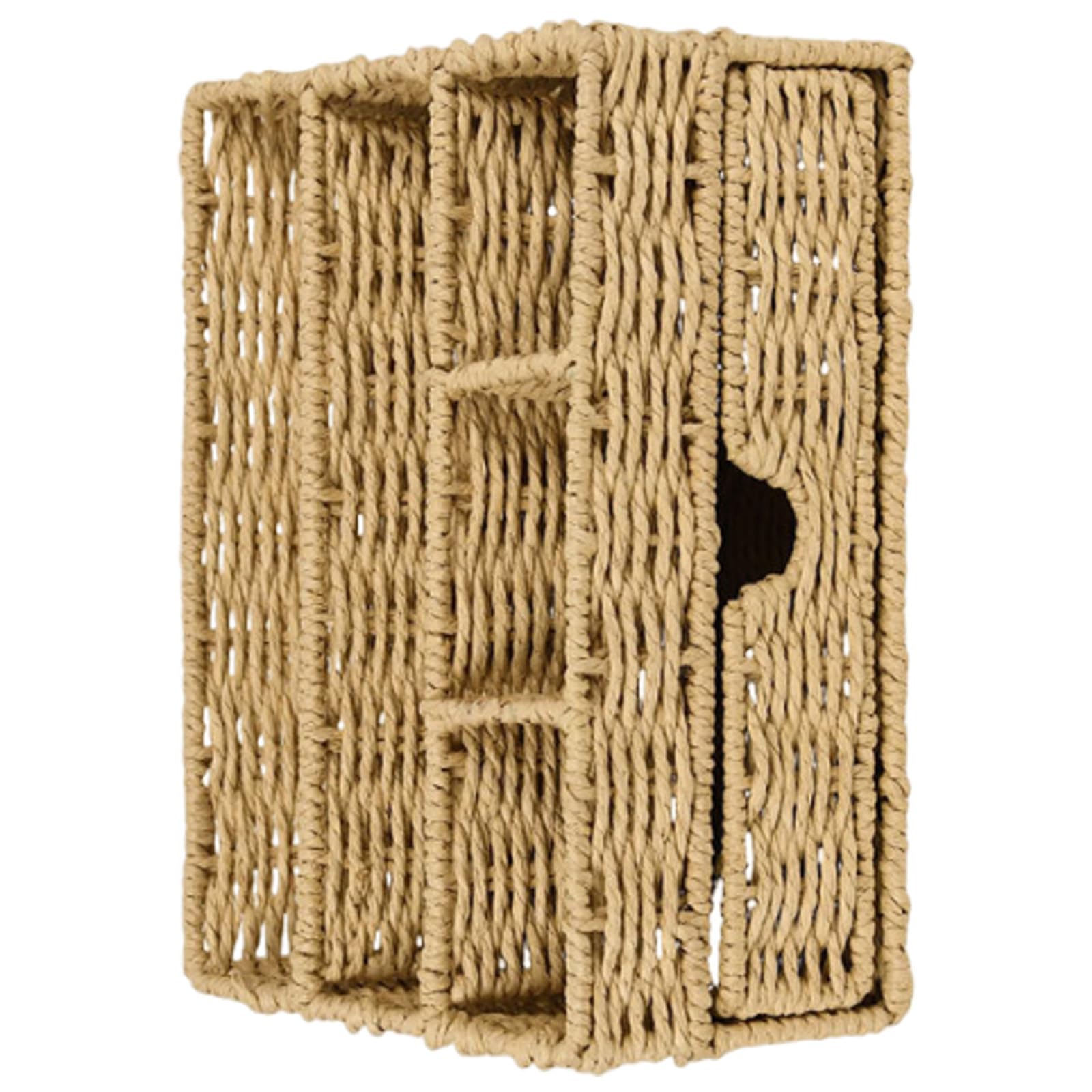 Porta Telecomando da Scrivania in Corda di Carta con Cassetto | Stile Rustico Color Kaki, Struttura in Ferro Robusta, Scomparti Multipli, per Occhiali e Accessori da Ufficio