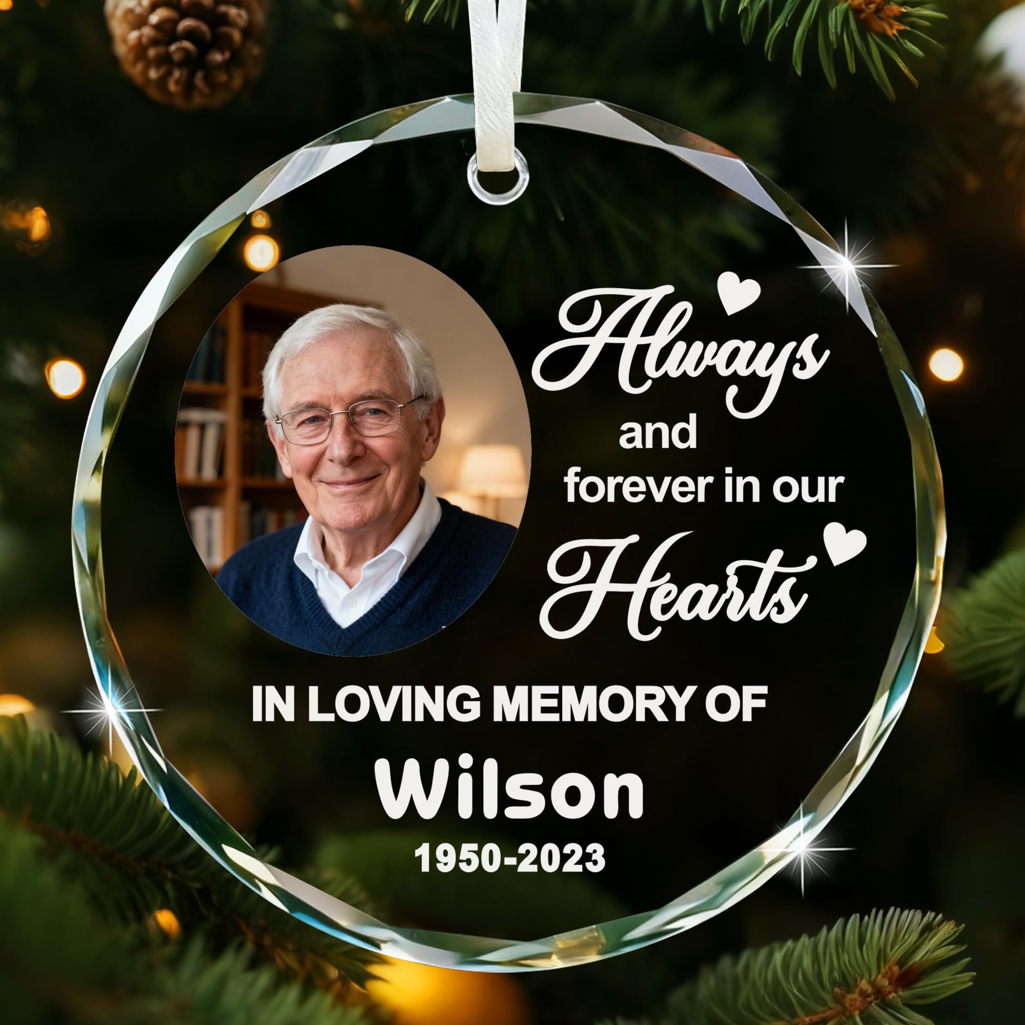 Personalised Memorial Christmas Bauble Custom Christmas Tree Decorations Xmas Ornaments Personalised Baubles for Xmas Tree In Loving Memory Keepsake for Your Loved (Design 5, Round)