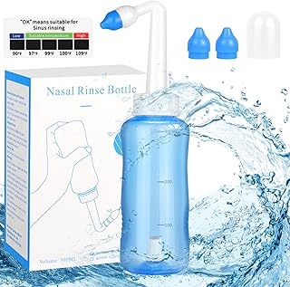 Neti Pot Sinus Rinse Bottle,300ml Nasal Wash Bottle Nasal Irrigation Nose,Wash Solution,Moisturizing Nasal Sprayer Nasal Rinse Bottle with 2pcs Nozzles, for Adult & Kid Sinus Rinse BPA Free