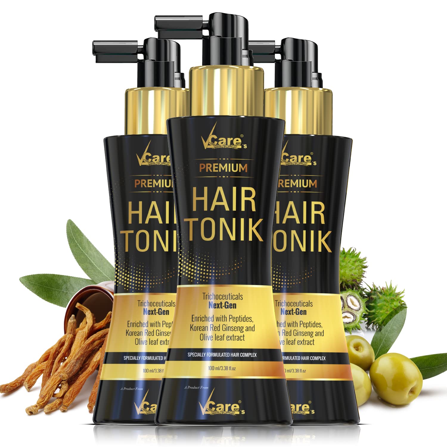 VCare Day Night Hair Tonic For Men & Women with Castor Oil and Olive Leaf Extract-Best Scalp Serum for All Hair Type-Prevents Hair Fall & Strengthens Hair Stimulates 200ml(Pack of 2) 4