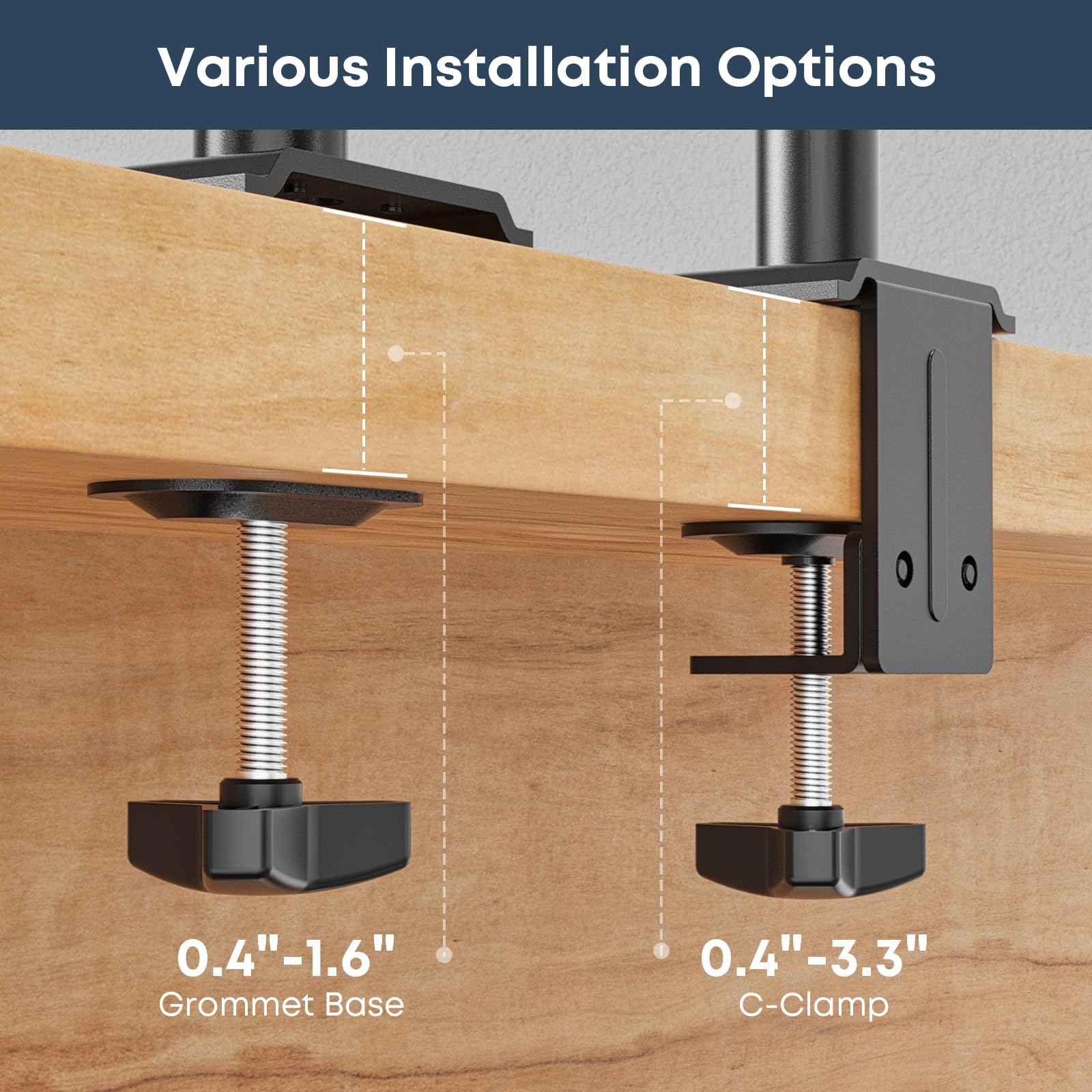 PUTORSEN Soporte para Monitores y TVs LCD LED 17-42 Pulgadas, Brazo con Altura Ajustable, Movimiento de Inclinación y Giro, Carga Máxima 12kg, VESA 75x75 a 200x200mm
