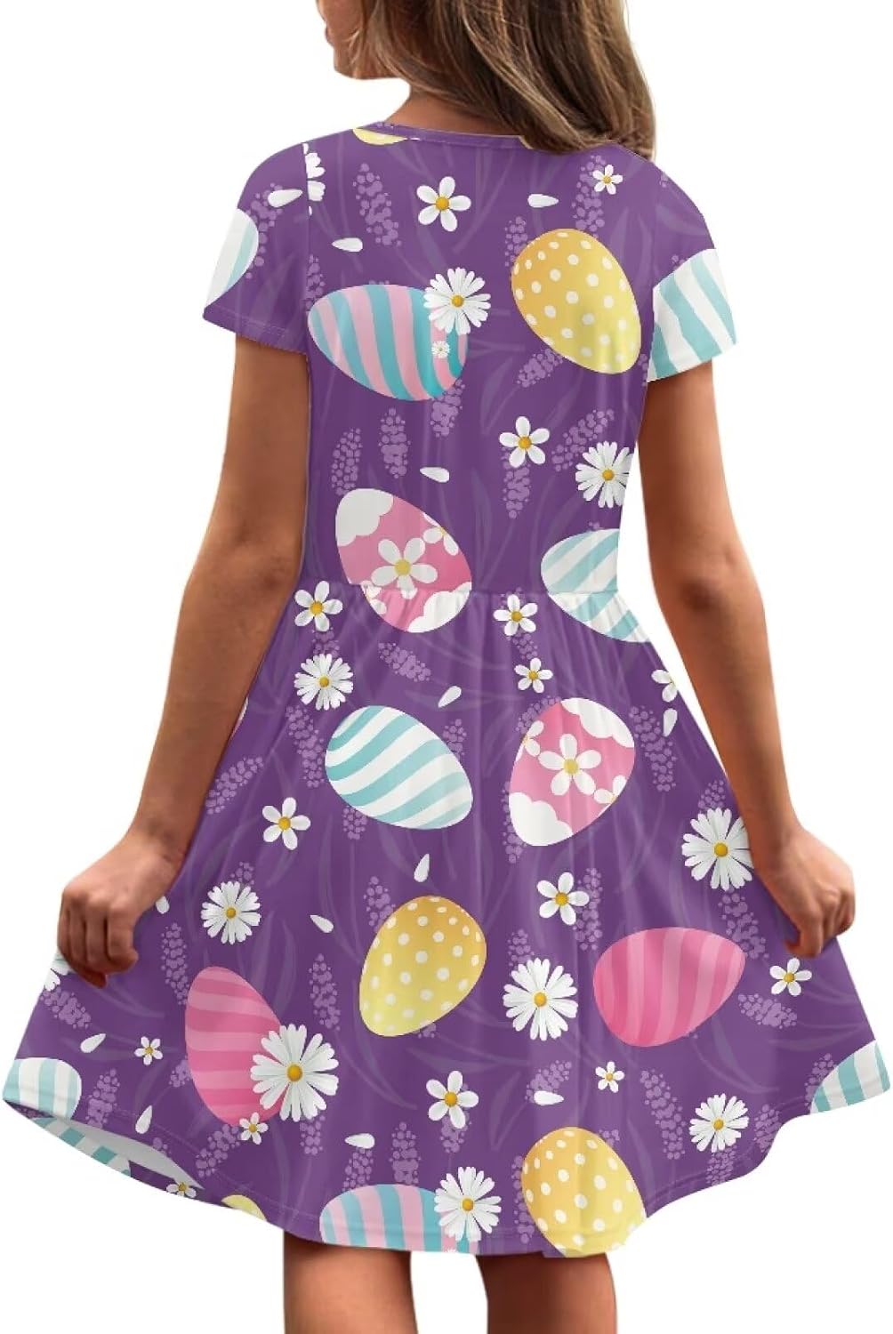 FOR U DESIGNS Short Sleeve Dress for Girls Summer Casual Dresses with Pockets Kids Outfits for 2-14 Years Toddlers Playwear
