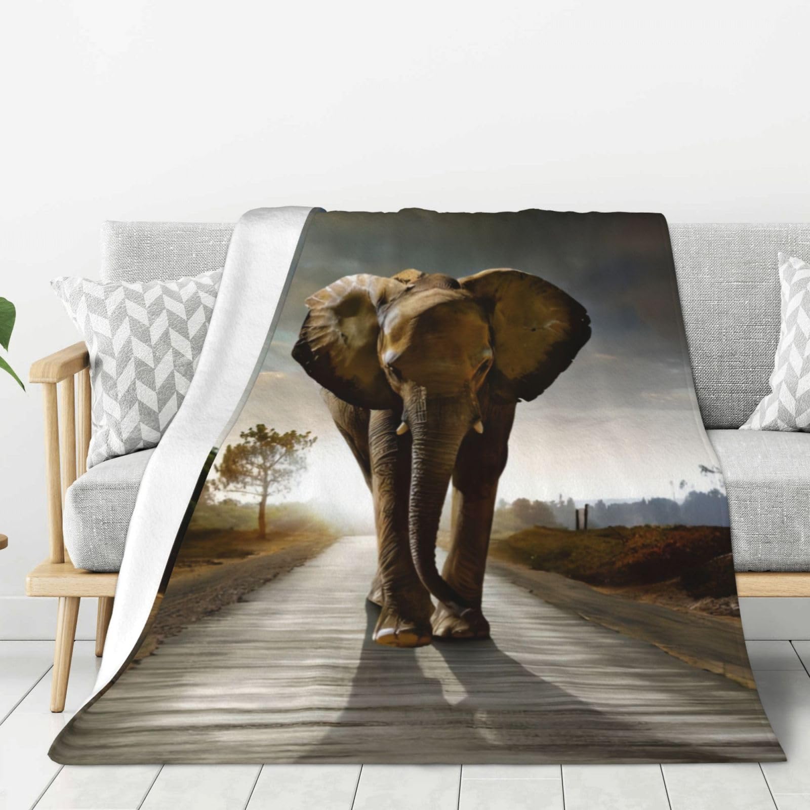 Couverture portable éléphant 3D chaude plaid à manches adulte