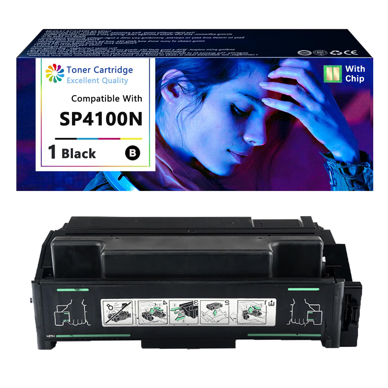 SP4100N Toner Cartridges Compatible for Ricoh SP 4100N 406997 Toner Cartridge Compatible for Ricoh Aficio SP4100N SP4100n-kp SP4110N SP4210N SP4310N Printers (1Pack)