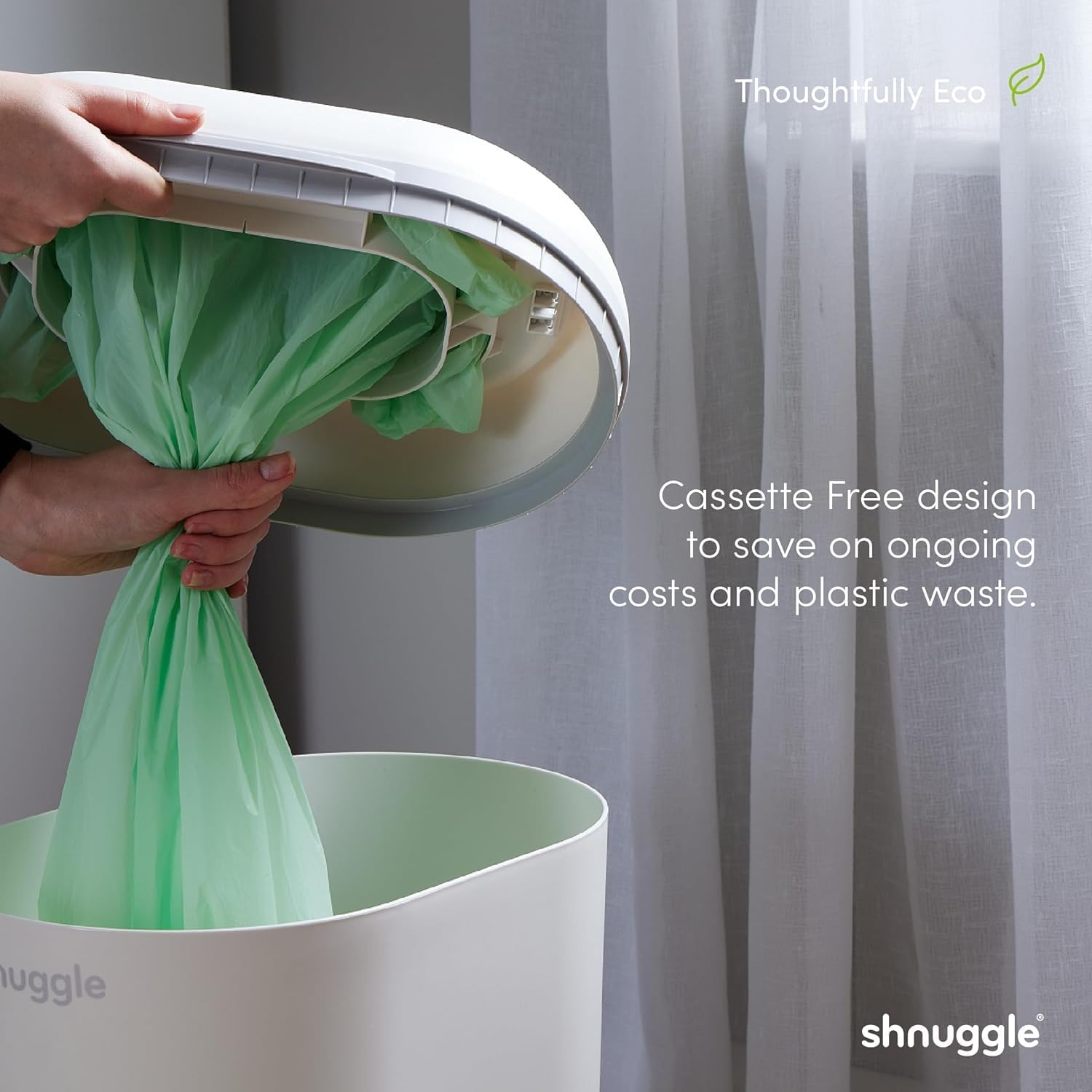 Shnuggle Better Bag Diaper Pail Liners - 90 Count (6 Packs of 15) - Plant-Based Refill Bags - Compatible with Shnuggle Eco-Touch Pail