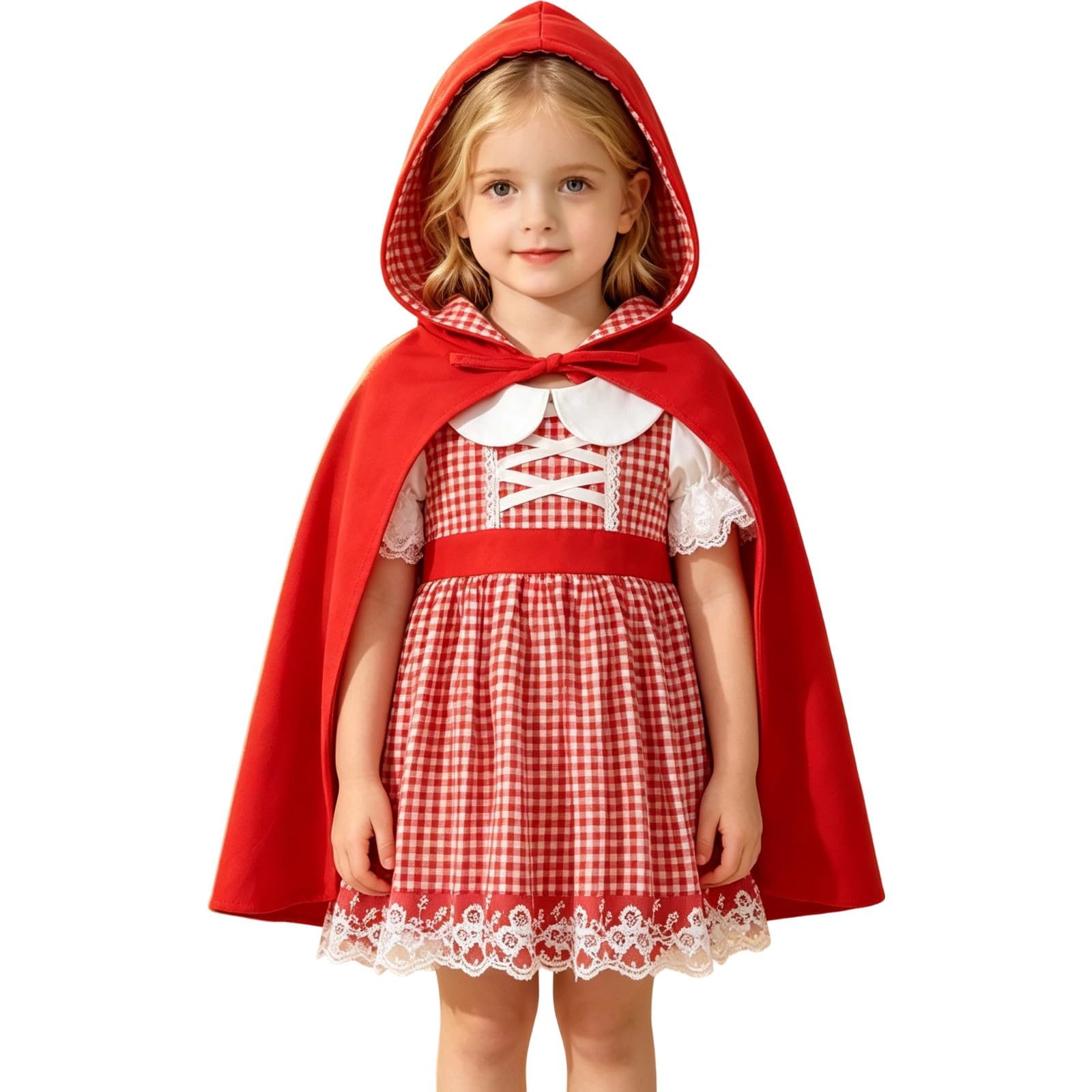 Girls Little Red Riding Hood Costume with Cape, World Book Day, Birthday, Halloween, Xmas, Fancy Dress, Role Play Outfit, Ages 6M-4 Years, Red โ image 1