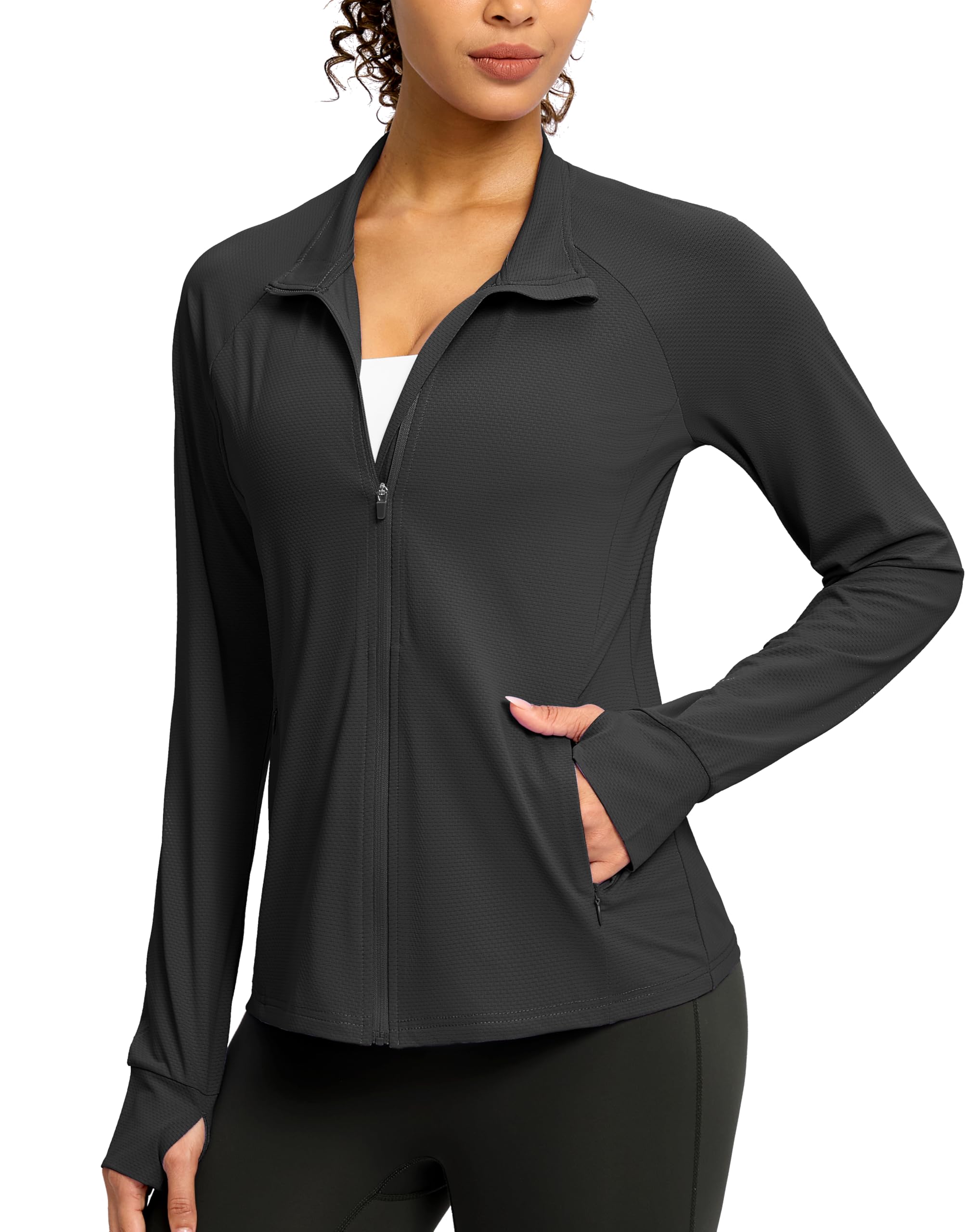 G Gradual Womens Lightweight Athletic Jacket Sun Protection UPF 50 Zip Up 4 Pockets Long Sleeve Shirts Workout