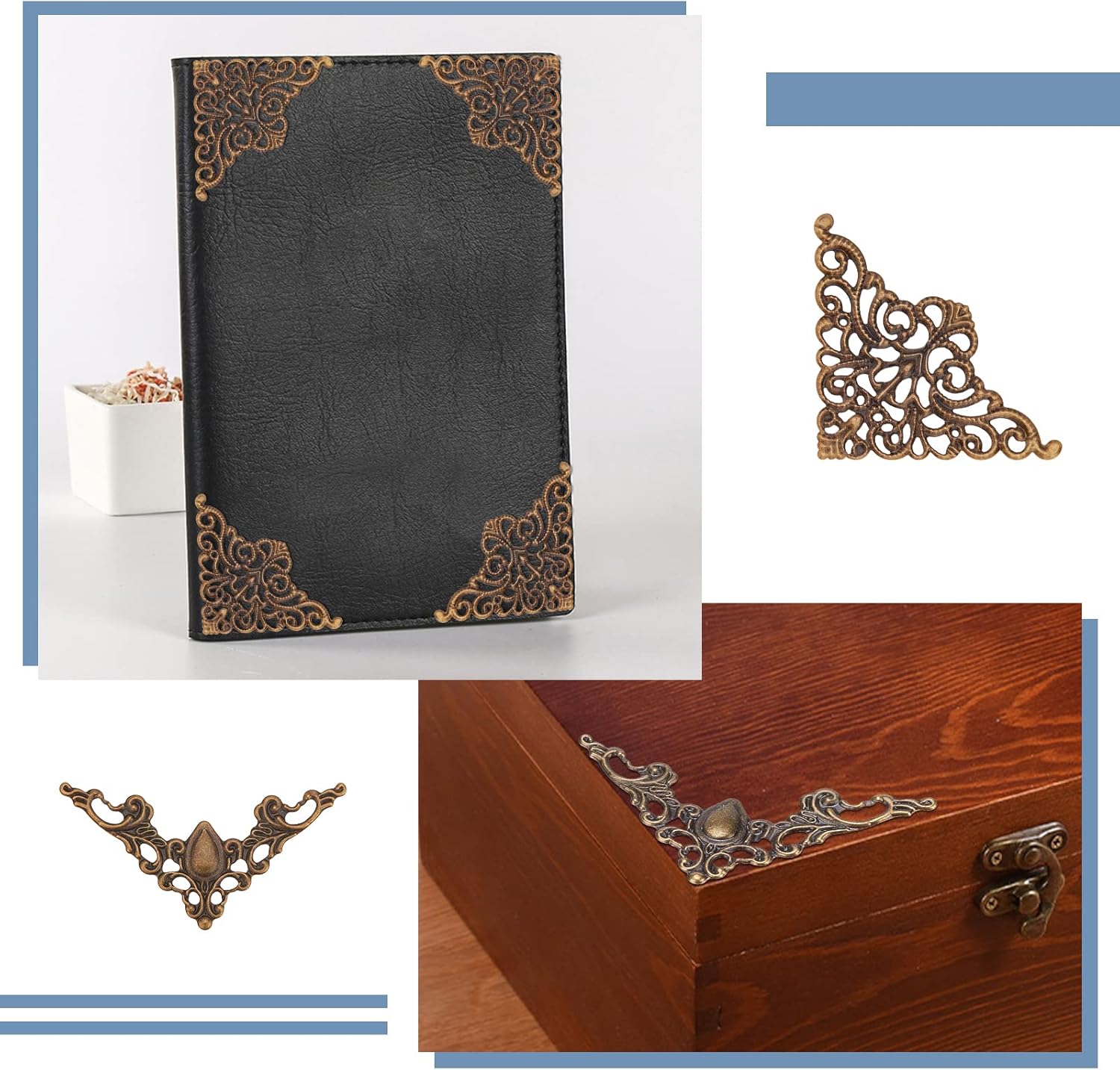 SUNNYCLUE 1 Box 60Pcs 6 Styles Antique Bronze Filigree Metal Filigree Pieces Iron Flower Embellishment Hollow Tibetan Charm for Jewelry Making Charms Choker Necklace Bracelet Earrings DIY Accessories - Image 6