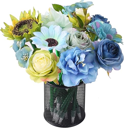 Bolígrafos de flores: Leery - Bolígrafos mixtos de rosas azules, 16 bolígrafos de rosas de felpa para el día de San Valentín, para fiesta de