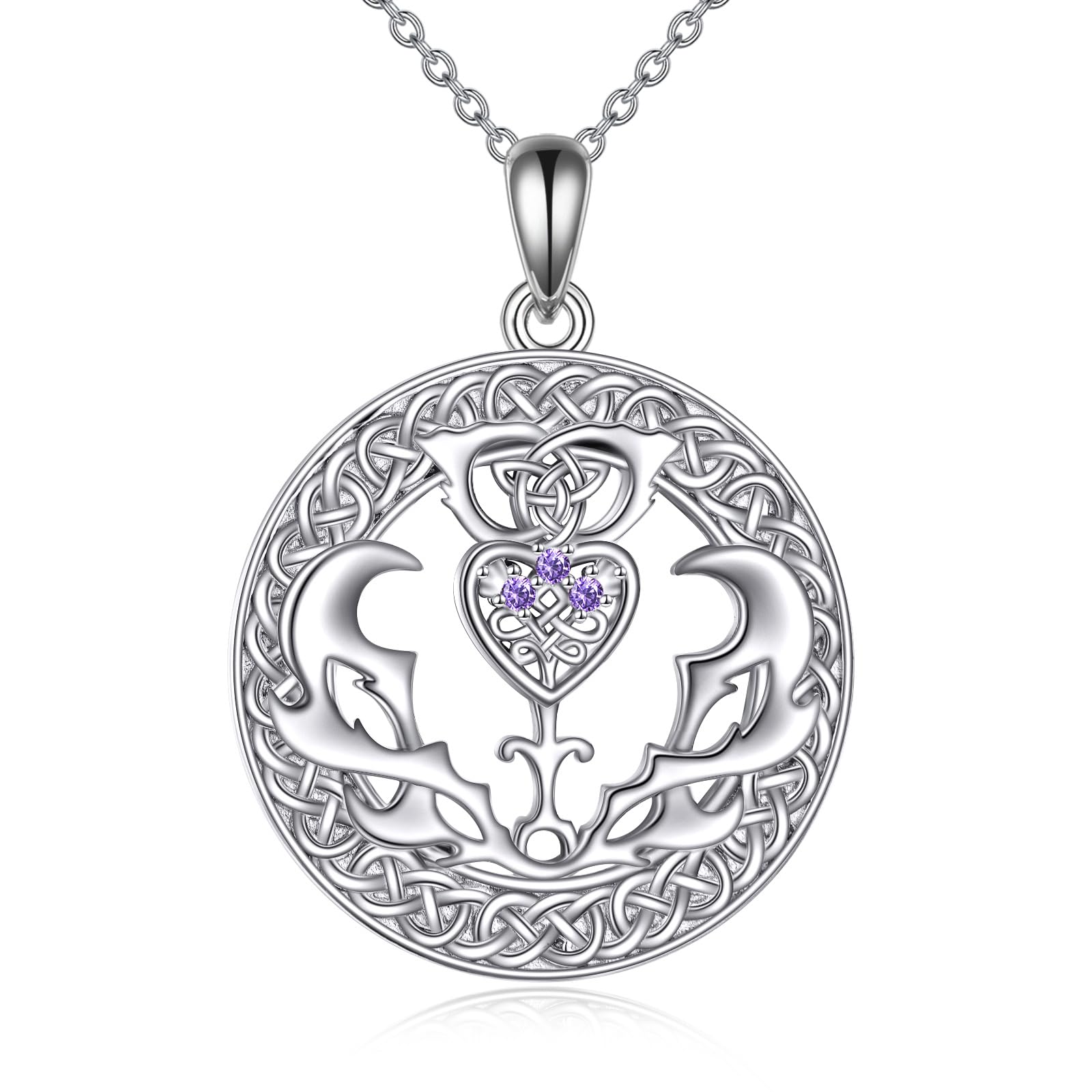 YAFEINI Schottische Distel Halskette für Damen Silber 925 Keltischer Knoten Kette Anhänger Schottland Blume Outlander Irischer Schmuck Geschenke für Mädchen