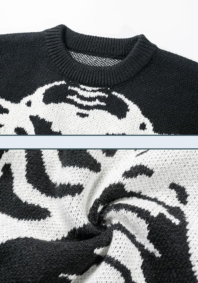 Mens Skeleton Sweater Goth Y2K Knitted Oversized Sweater Harajuku Jumper Pullover Sweater Emo Fairycore Clothing3