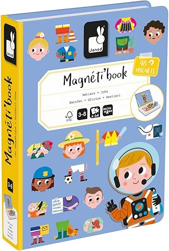Miniatura 3 de Janod - Magnéti'Book Métiers  Juego educativo magnético 48 imanes + 16 tarjetas modelo - para niños de 3 años en adelante - Construcción de