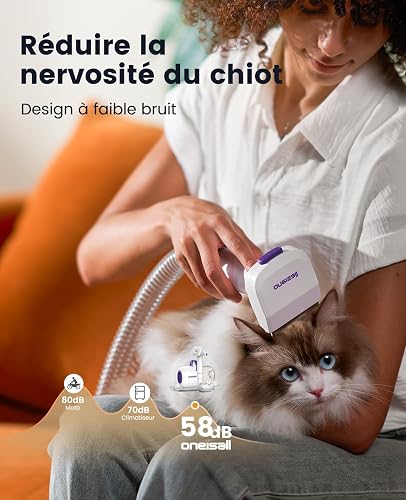 oneisall Aspirateur Poil de Chien et Chat, Aspirateur Poils d'animaux avec la Brosse, 12000Pa Puissance d'Aspiration, Elimine 99.99% des Poils d'animaux avec 4 Accessoires de Soins, 1.5L Capacité - 4
