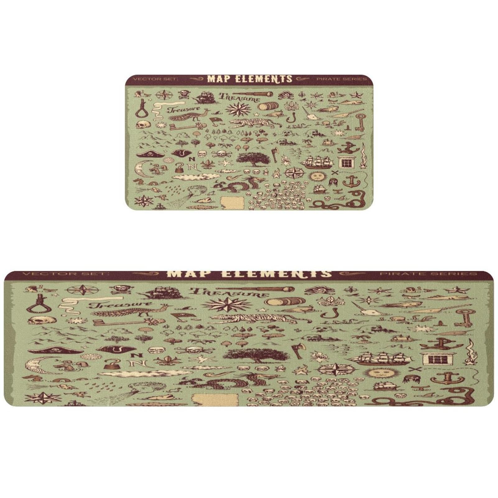 Tapis de cuisine absorbant et anti-glisse au design vintage de pirate