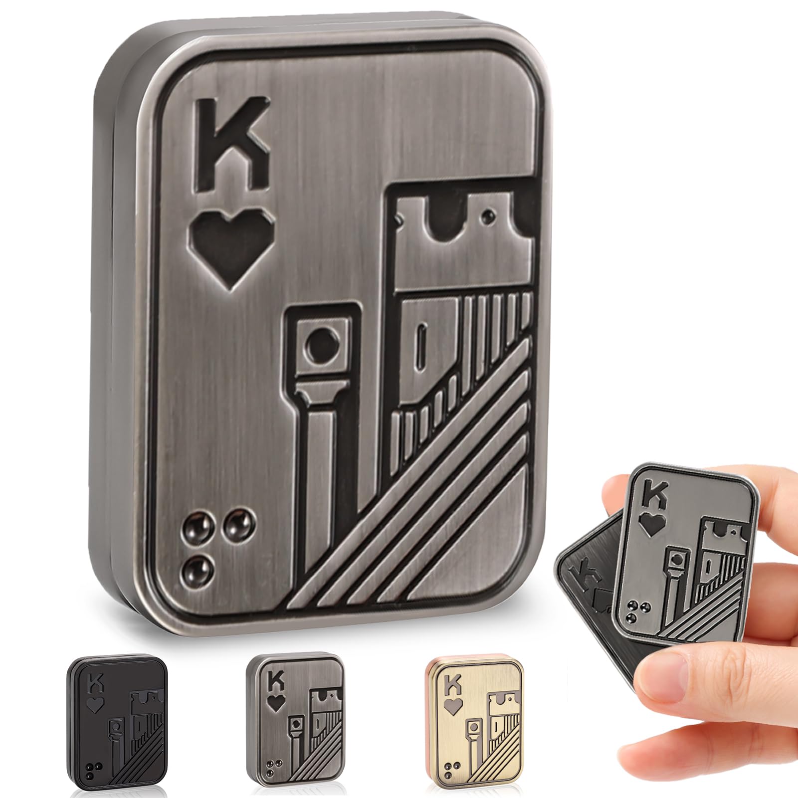 Sunny Power Metal Poker Fidget Slider for Adults, Metal Poker Push Card EDC Fidget Toys, Portable Stress Relief Toy, Magnetic Slider Anxiety Reducer Gift for Boyfriend Sensory Toy for Men and Women