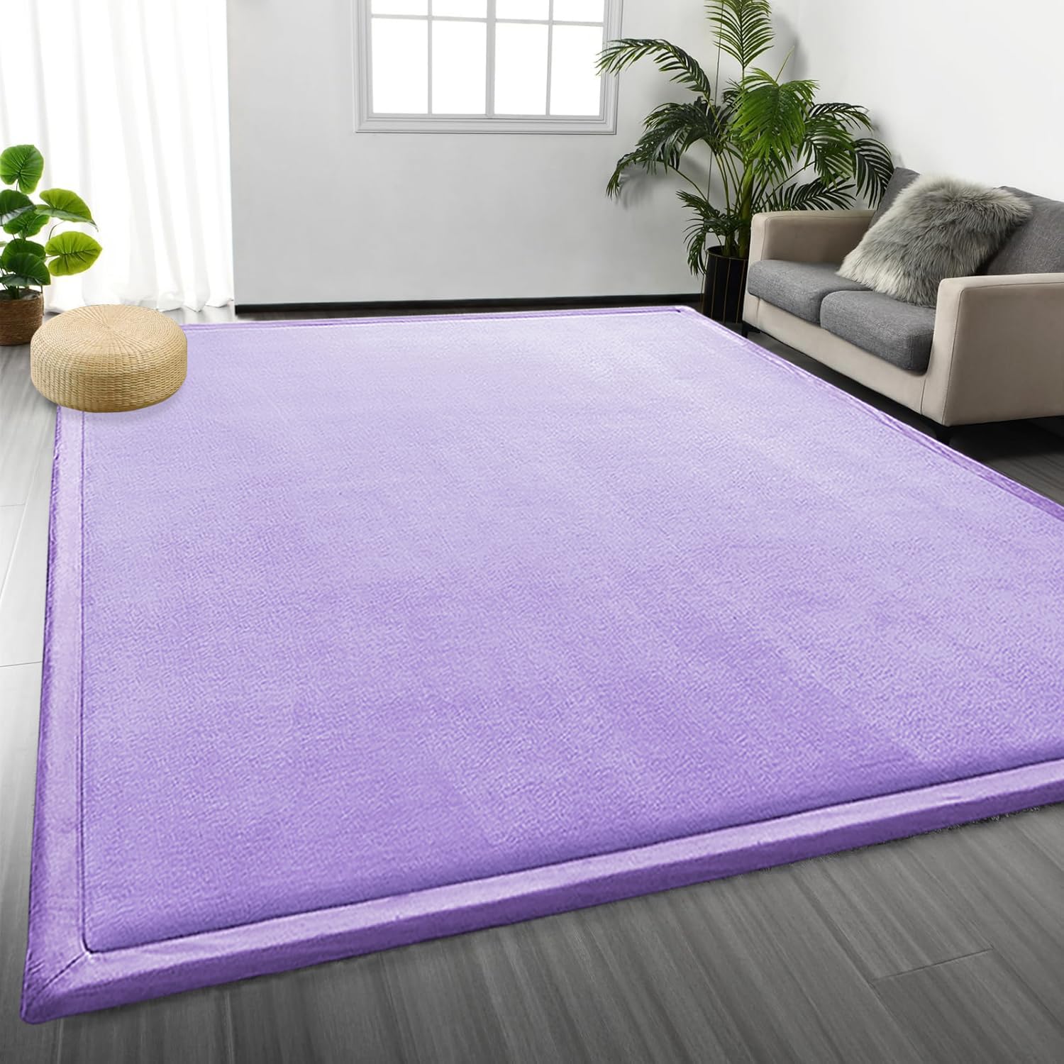Tapis de yoga et tatami violet 60x180 cm en velours éponge moelleux