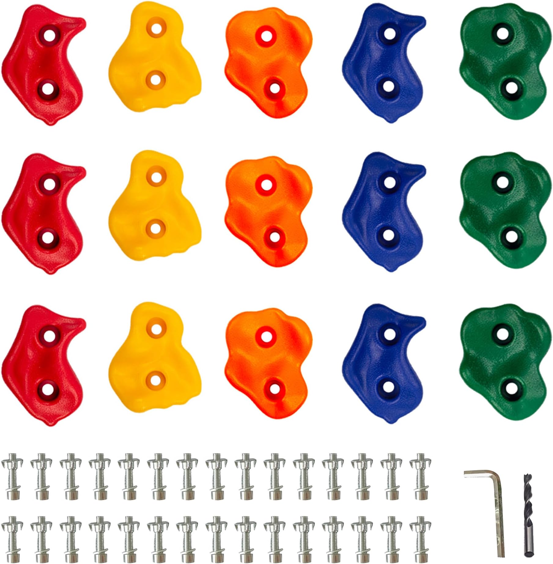 15 PCS Climbing Holds, Rock Wall Holds for Kids, Colourful Pig Nose Shape Climbing Set for Indoor Outdoor Playground Play Set