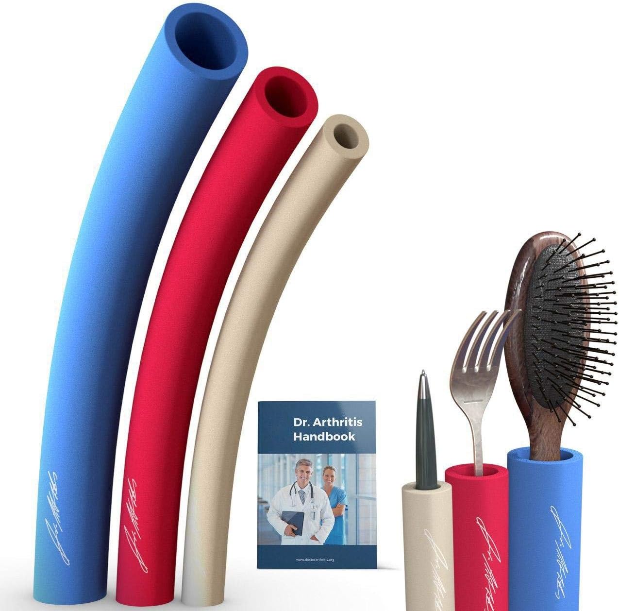 9 Pack Built up Foam Tubing Grip Aids, Foam Grip Tubing for Eating Adaptive Utensils, Built Up Utensils for Adults, Pen Grips for Adults for Foam Tube Padding, Handbook
