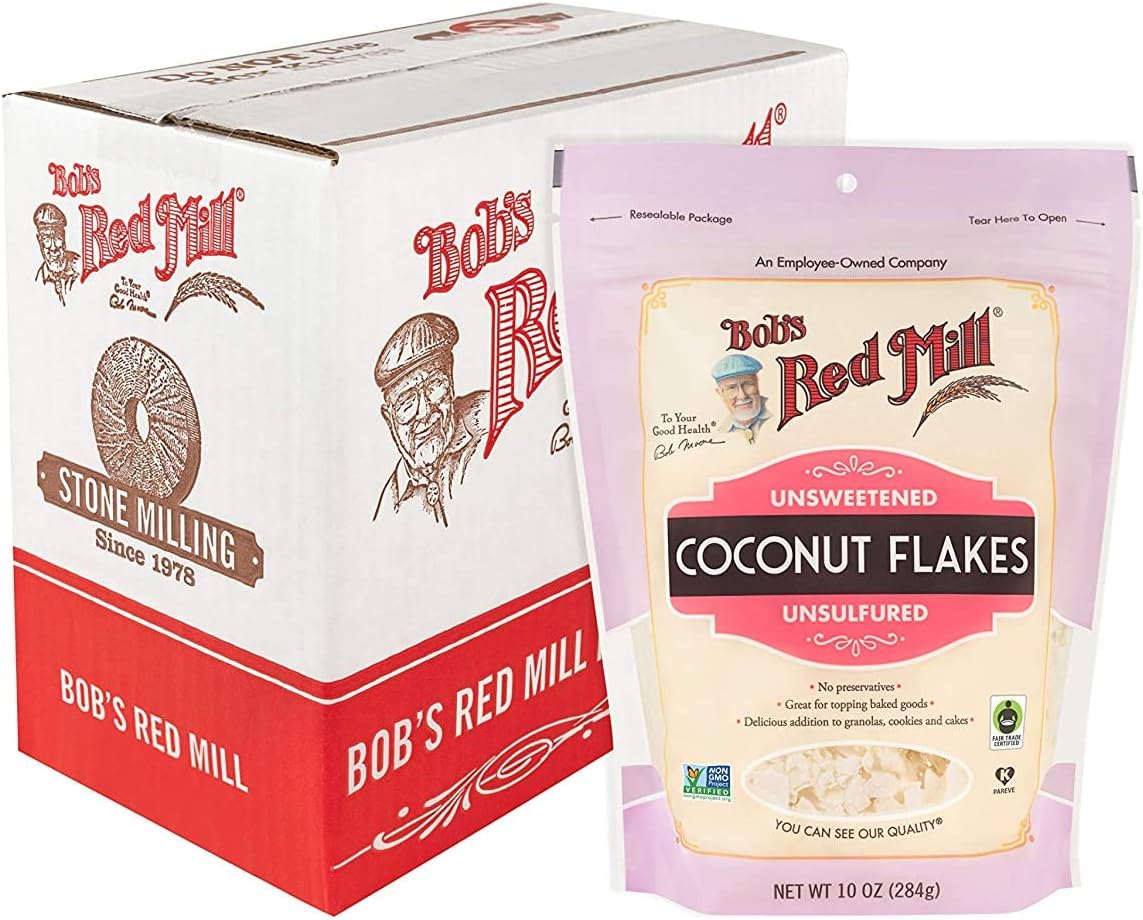Bob's Red Mill Resealable Unsweetened Coconut Flakes 10 Ounce (Pack of 2)