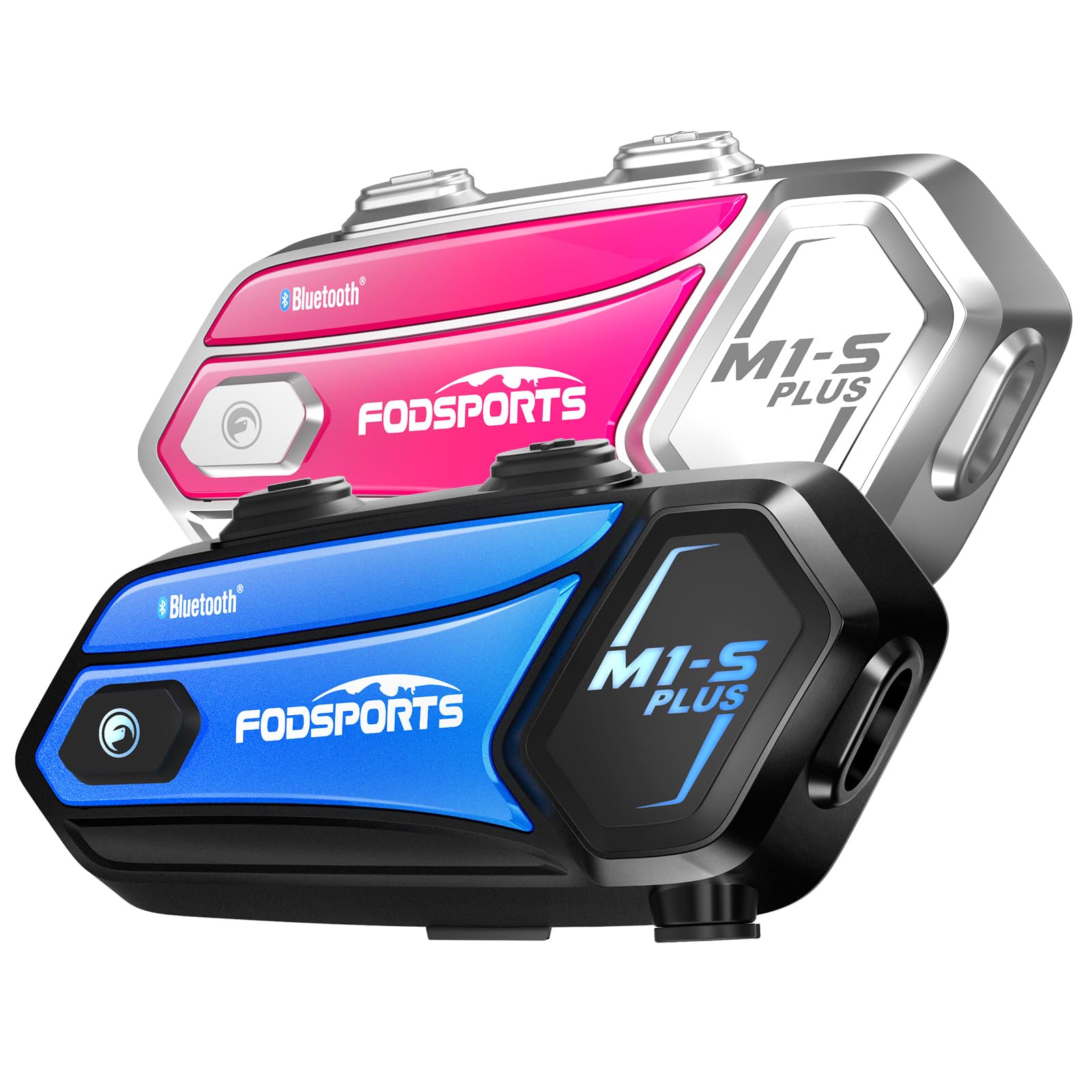 Fodsports M1-S Plus Interfono Moto, Auricolare Casco Bluetooth Coppia con Condivisione Musica, Sistema di Comunicazione Casco Fino a 10 Persone, V2.0 Interfono Casco con Audio Multitasking Cablato