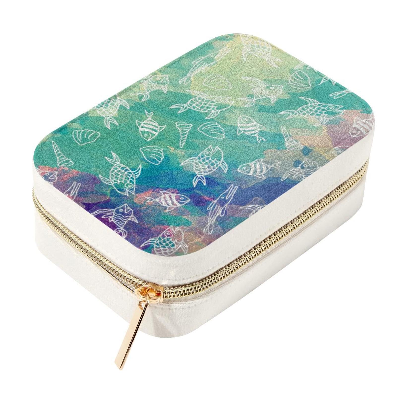 Boîte à bijoux de voyage en velours premium, écrin bicolore de rangement