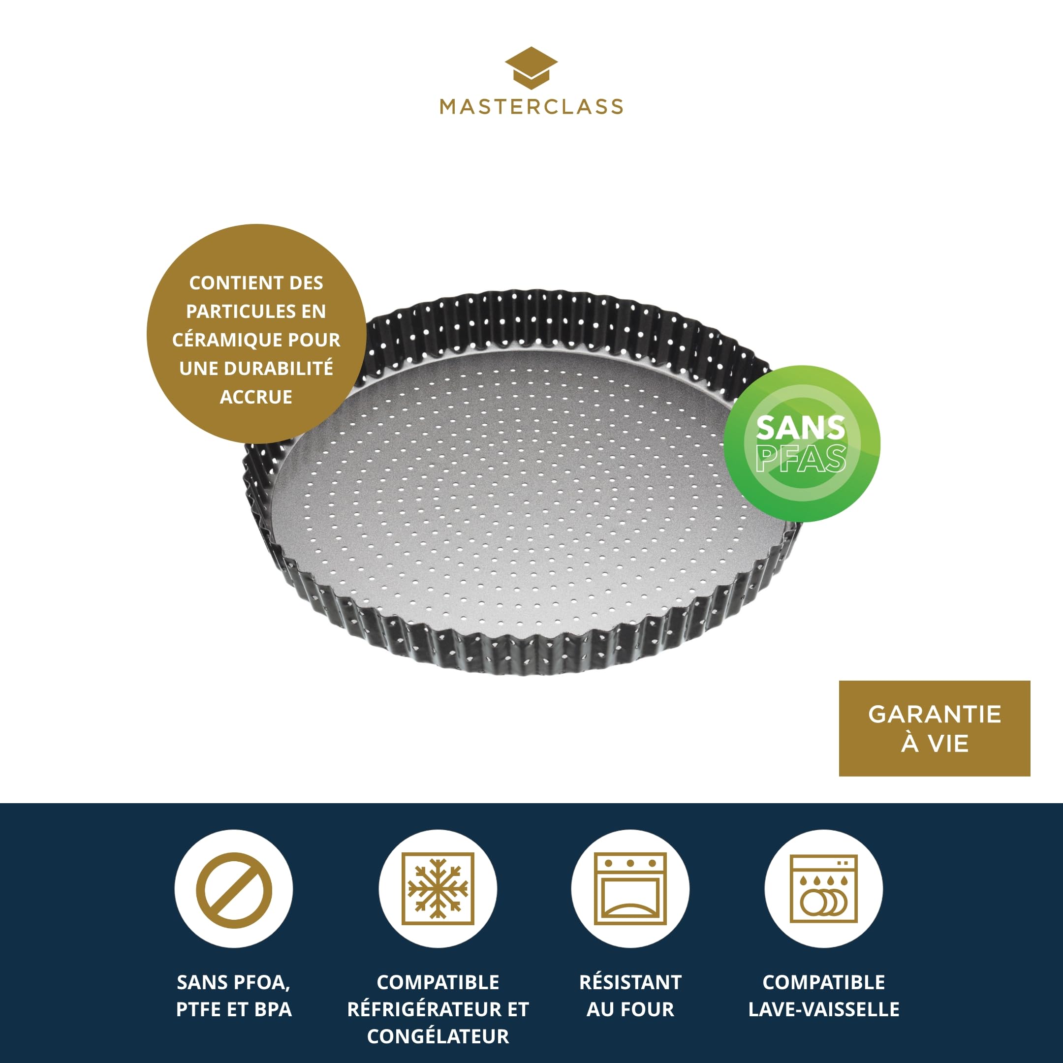 Lot De 2 Moules à Tarte Perforés 26 Cm - Fond Amovible, Antiadhésif, En Acier Carbone - Pour Quiches, Pizzas Et Desserts
