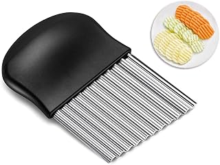 FLOXIT Stainless Steel Potato Crinkle Cutter Knife Fork Slicing Helper Vegetable Wavy Multi-Function Chopper Knife, Safe P... Price In India