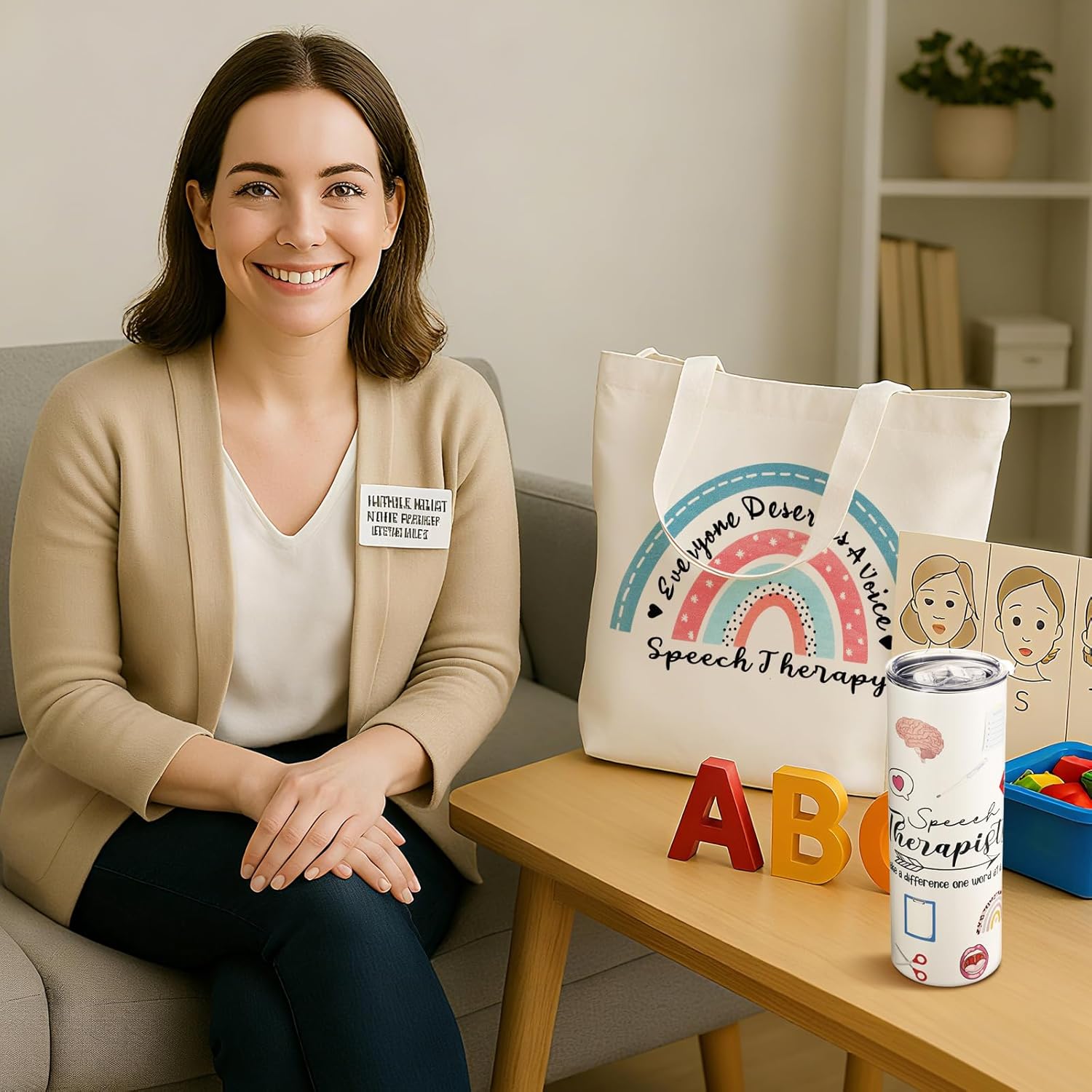 Patelai 4 Pcs Speech Language Pathologist Gifts for Women Christmas Slp Appreciation Gift 20 oz Tumbler Speech Therapist Makeup Canvas Bag Thank You Keychain for Therapist Xmas Birthday Graduation - Image 7