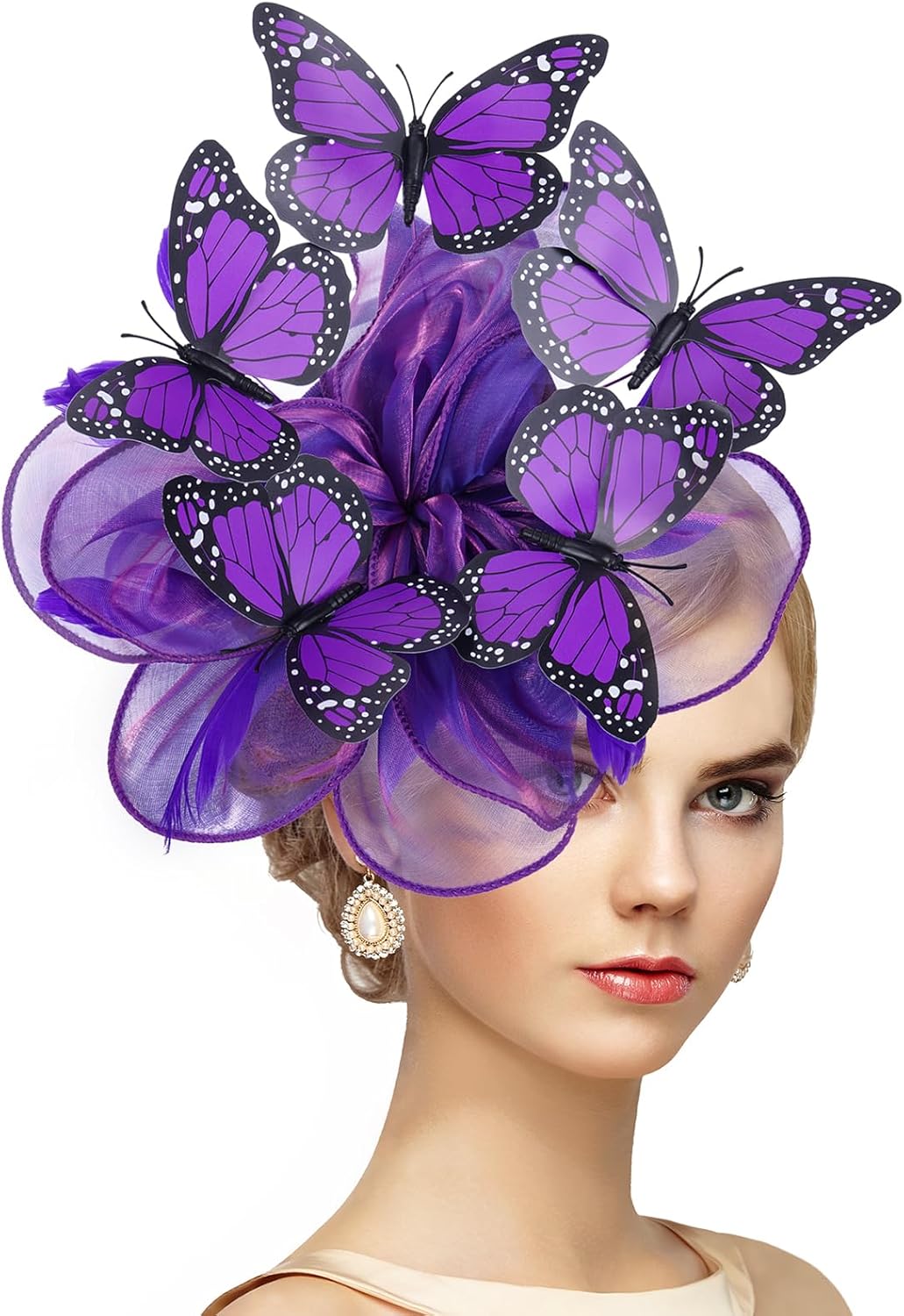 Butterfly Organza Fascinators Hats - Monarch Butterfly Tea Party Hat with Hairpin, 2025 Derby Headwear