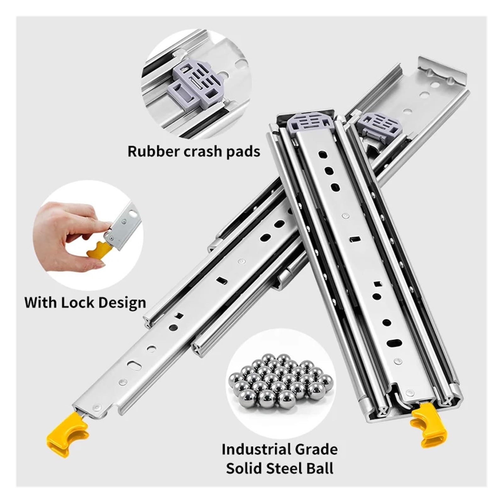 Guías para cajones con cojinetes de bolas montados Diapositiva Resistente Del Cajón De La Extensión Completa Montada Lateral Ancho 76mm(18in(450mm))