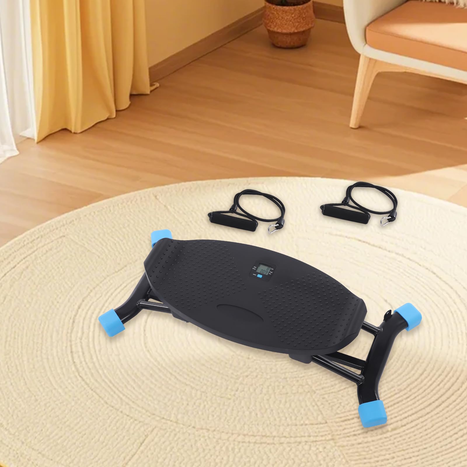 Indoor-Ski-Maschine, Balance Trainer mit Widerstandsbändern, Indoor Skimaschine für Ganzkörpertraining, 120kg Belastung, LCD Display, Leise & Platzsparend, für Zuhause