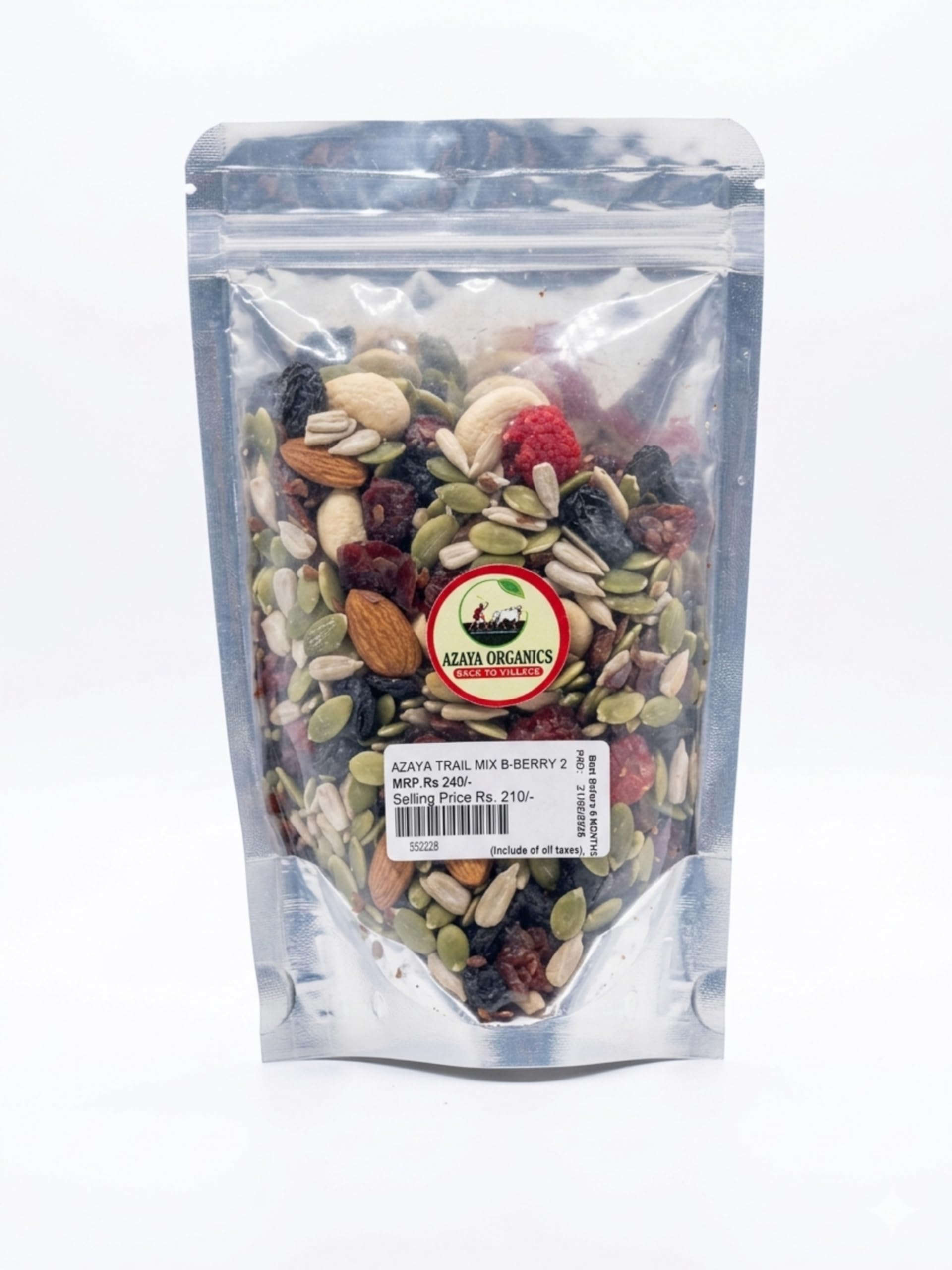AZAYA ORGANICS Trail Mix Blueberry Berry and Seed Mix for Snacking, Natural and Freshly Packed with No Chemicals or Preservatives for Daily Nutrition and Household Kitchen | 200 gm-image-12
