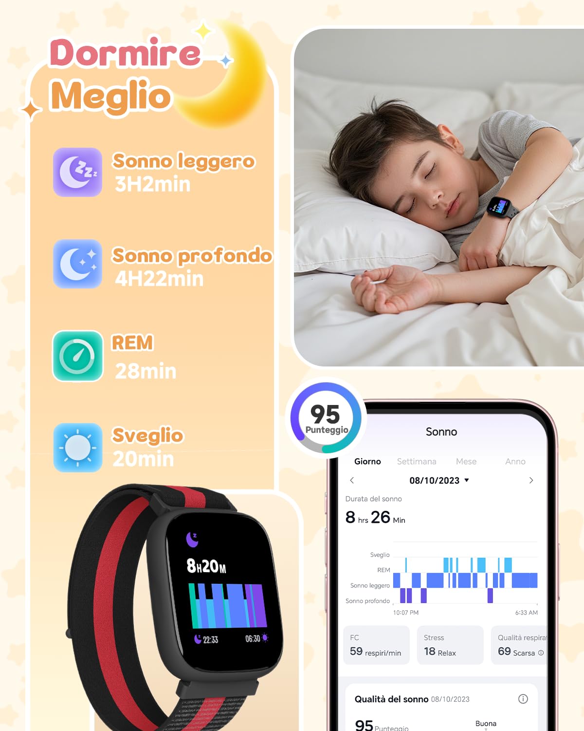 Smartwatch Bambini e Bambina Ado 5-16 Senza APP Necessaria, 1,83" Orologio Smartwatch Bambini con Contapassi, Frequenza Cardiaca, Resistente all'Acqua IP68, Monitor del Sonno, Giochi Puzzle