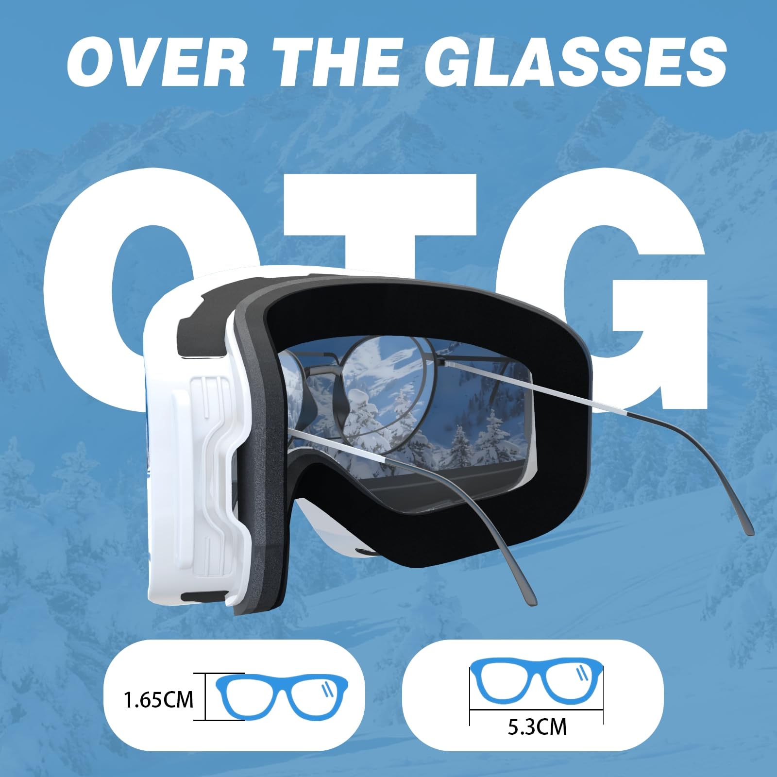 Gogle narciarskie, bezramowe gogle snowboardowe z 2 soczewkami narciarskimi z magnesem UV400, YH212 przeciwmgielne gogle śnieżne dla dorosłych mężczyzn kobiet (czarna rama, pełna Revo Blue