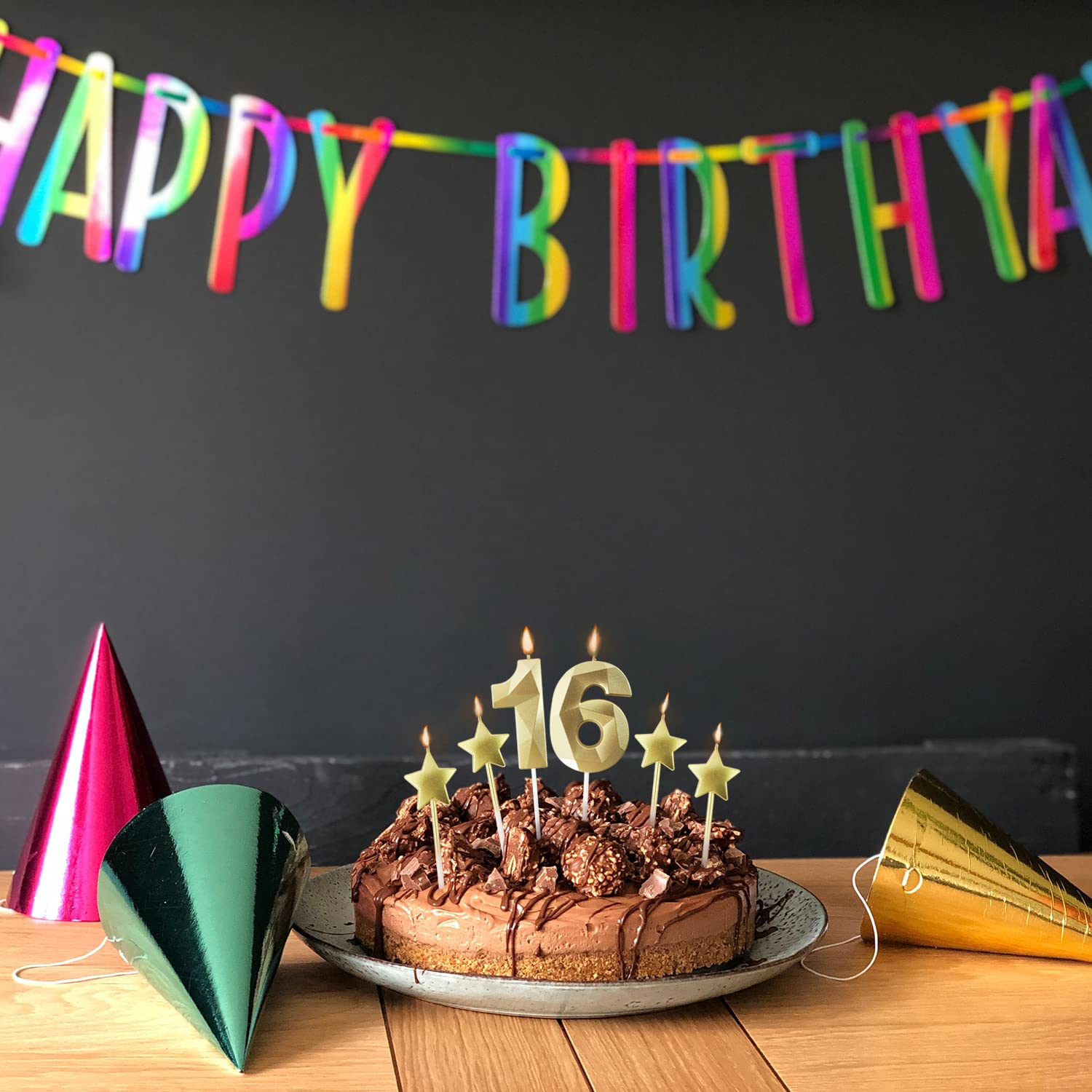 Velas de cumpleaños con número 4 dorado y velas de cumpleaños de estrella de 2.75 pulgadas, velas de pastel de cumpleaños 3D con forma de diamante son adecuadas para fiestas de cumpleaños y