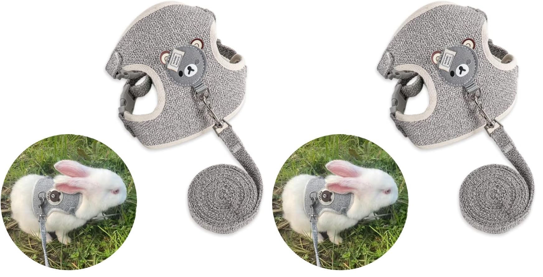 miaomiao Kaninchen Leine, Verstellbares Hasenleine, 120cm, für Kaninchen, Kleine Katzen und Andere Kleine Haustiere (Packung mit 2)