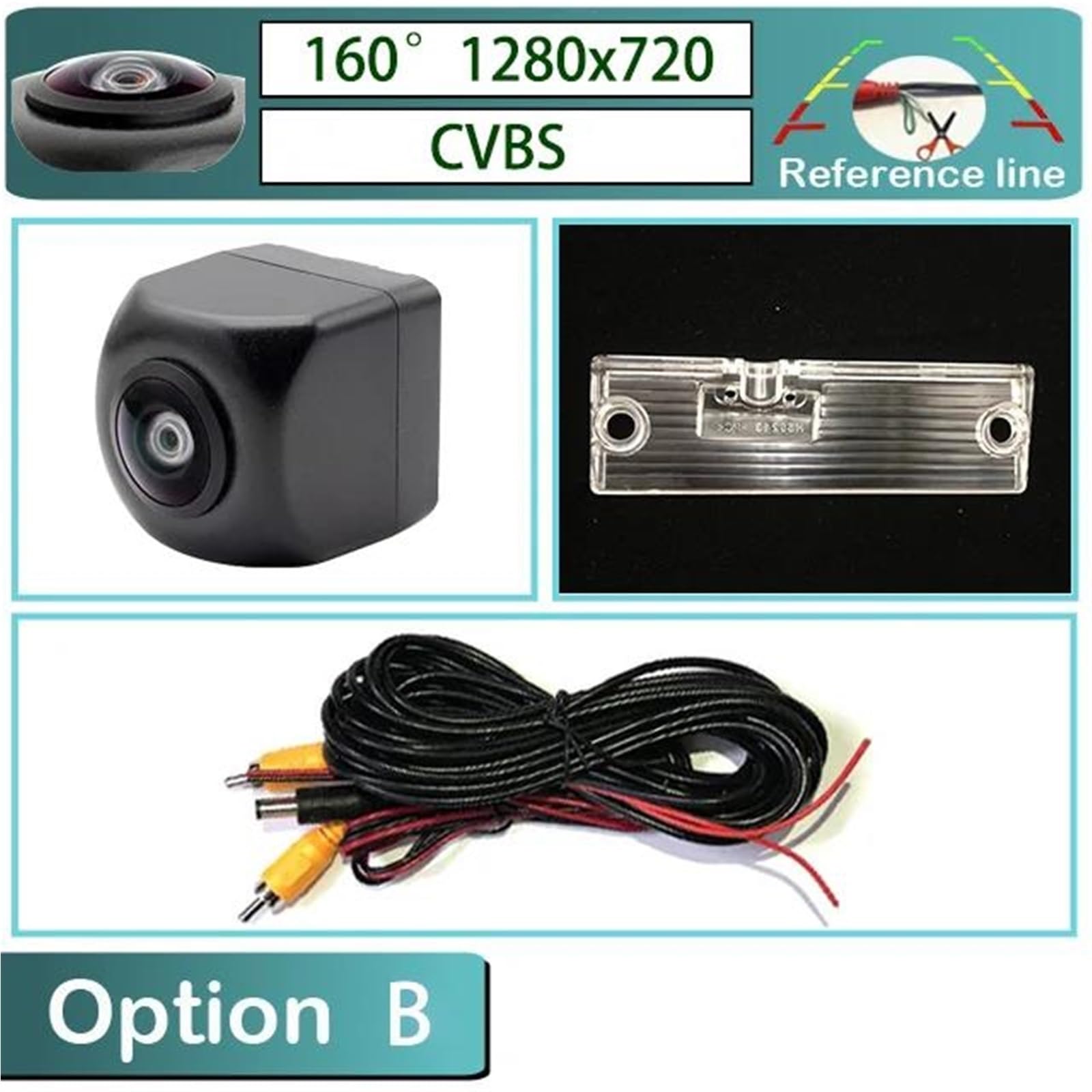 Cámara Trasera Coche para Jeep para Liberty KJ AHD 720P Fisheye Cámara Visión Trasera Marcha Atrás para Coche(B-CVBS-720P)