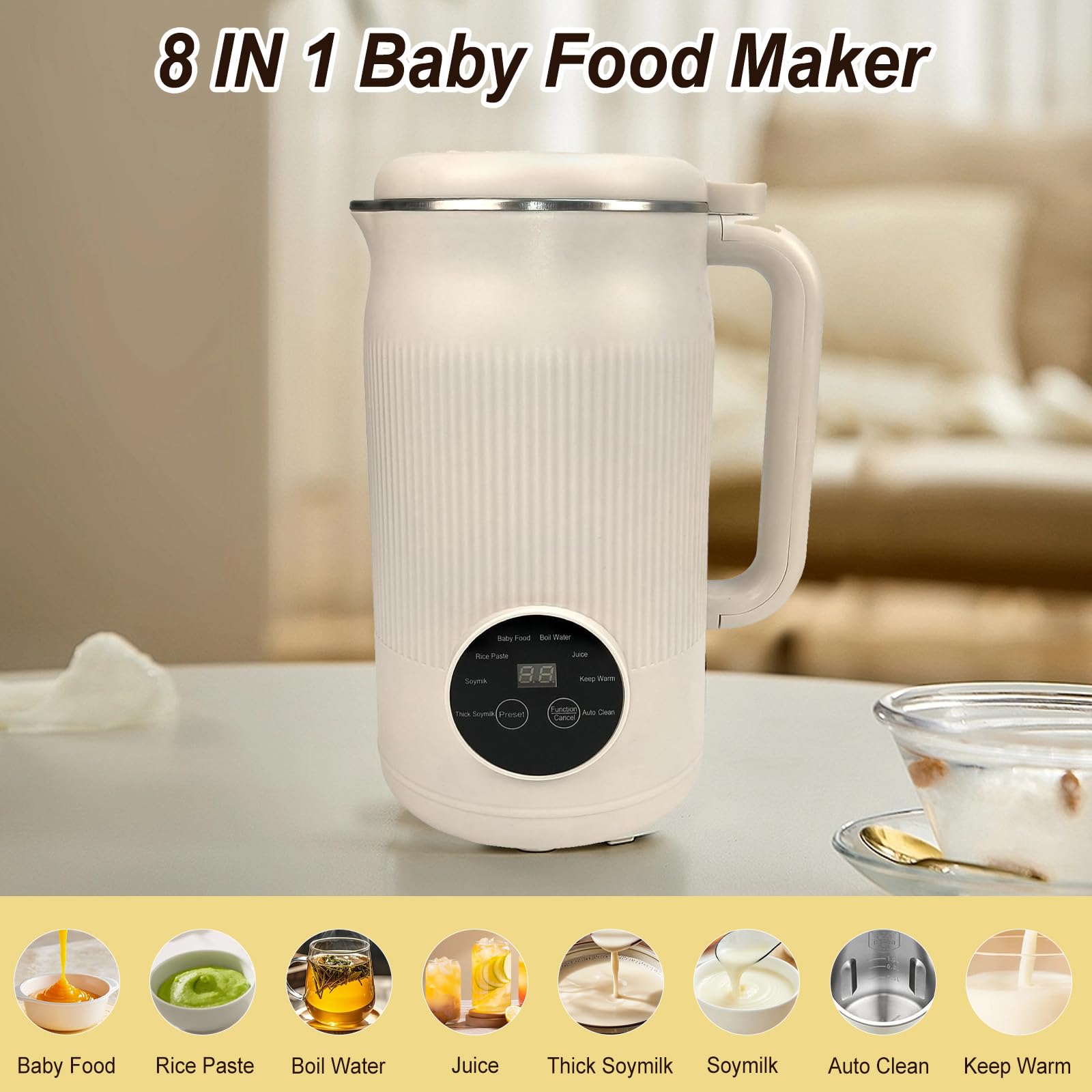Macchina per latte di noci 8 in 1, robot da cucina 1200 ml, acciaio inox autopulente