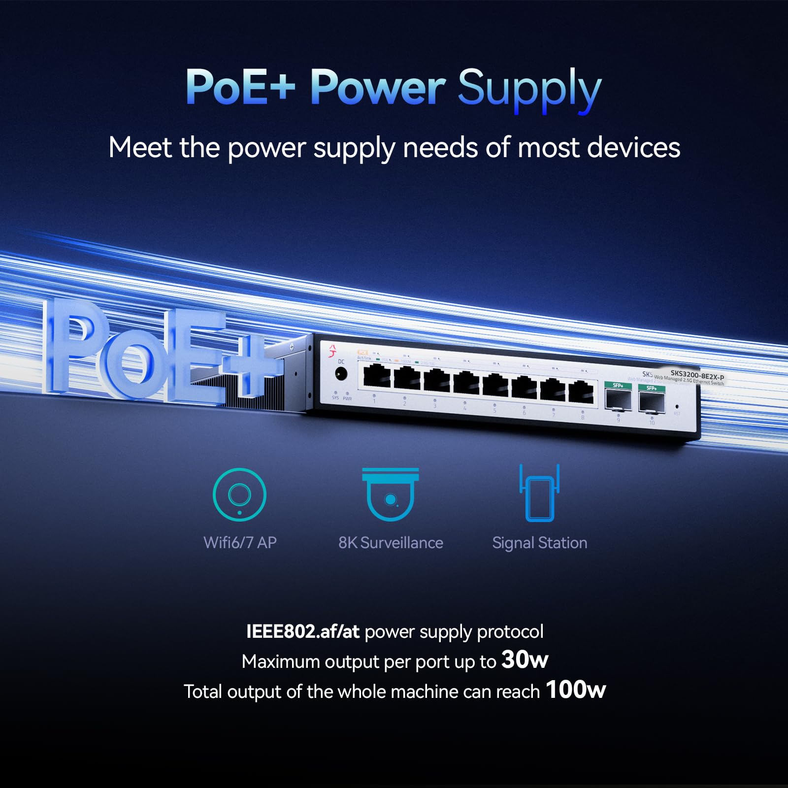 10G 8-Port 2.5G PoE+ Switch, 2x10G SFP+ Uplink, L2+ Managed | PoE+-Switch, smartes Management, für Business & Home, Metallgehäuse, leise & kühl, breite Kompatibilität.
